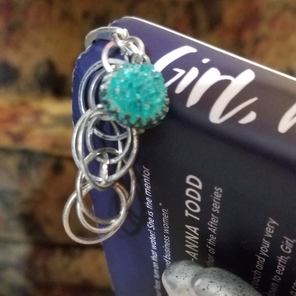 🦄3/$20 Aqua Dangle Bookmark Handmade OOAK Gift